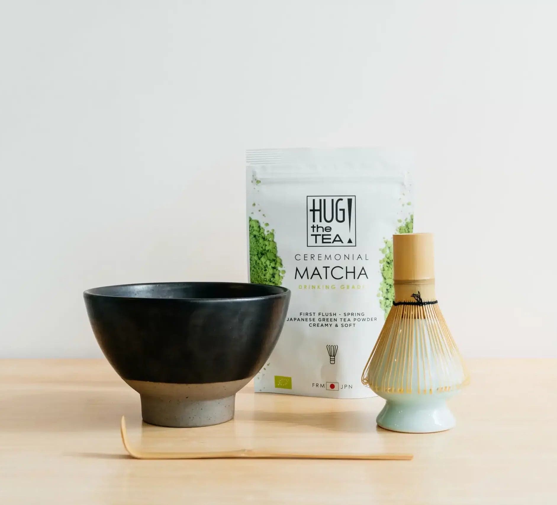 LUXUS MATCHA-SET – mit dunkelgrauer Schale (5-teilig) by Hugthetea -- matcha product image
