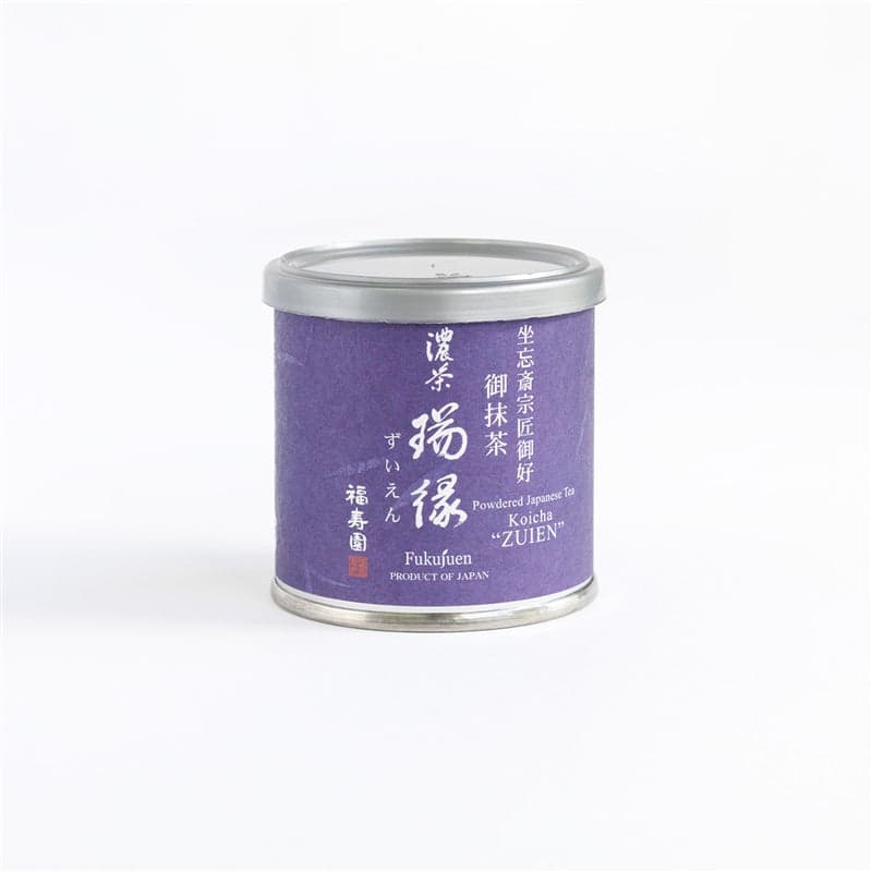 Powdered Japanese Tea Matcha Zuien 20g Can by Fukujuen -- matcha product image