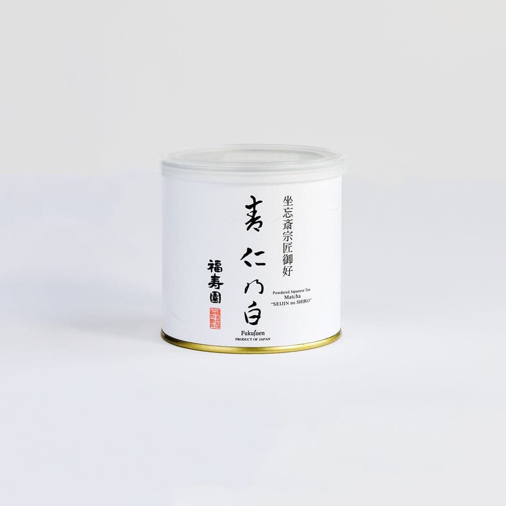 Powdered Japanese Tea Matcha “Seijin no Shiro” – 100g Can by Fukujuen -- matcha product image