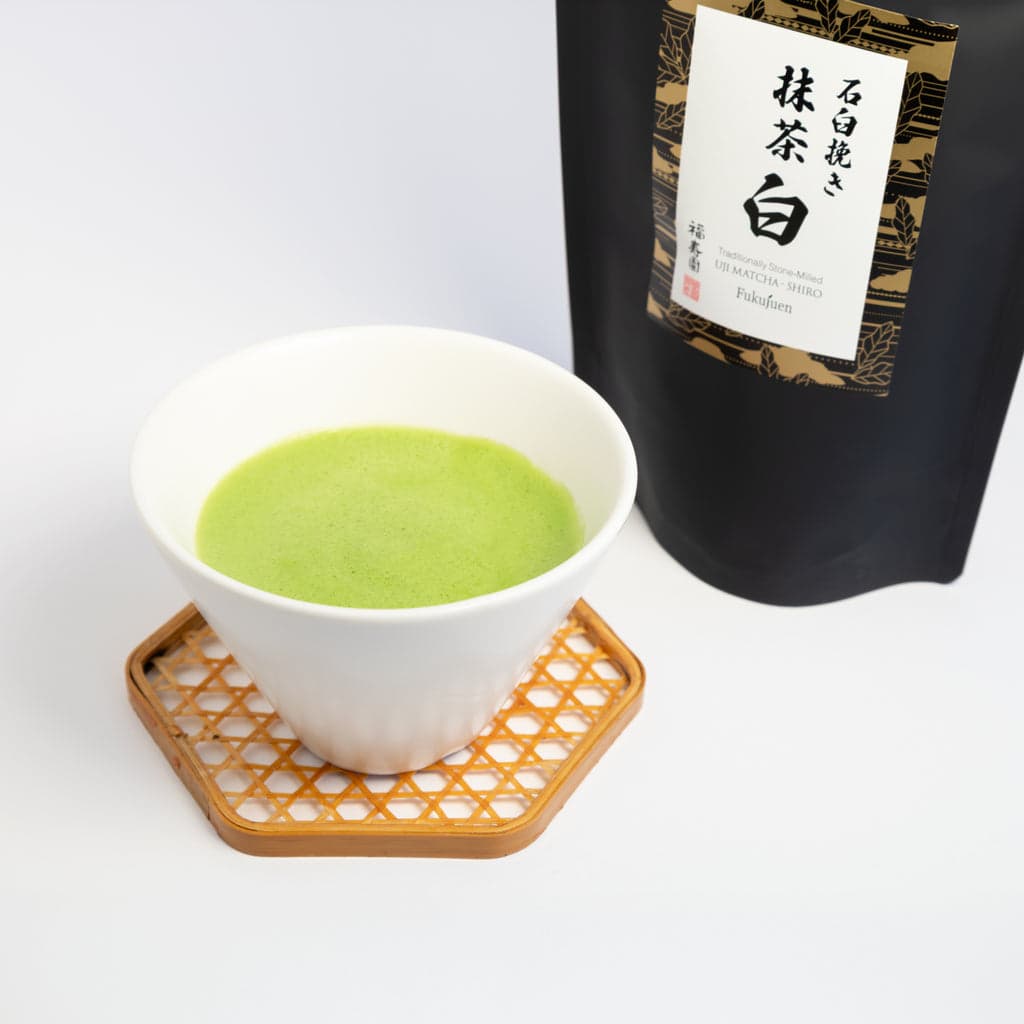 Powdered Japanese Tea Stone-Milled Matcha “Shiro” by Fukujuen -- matcha product image