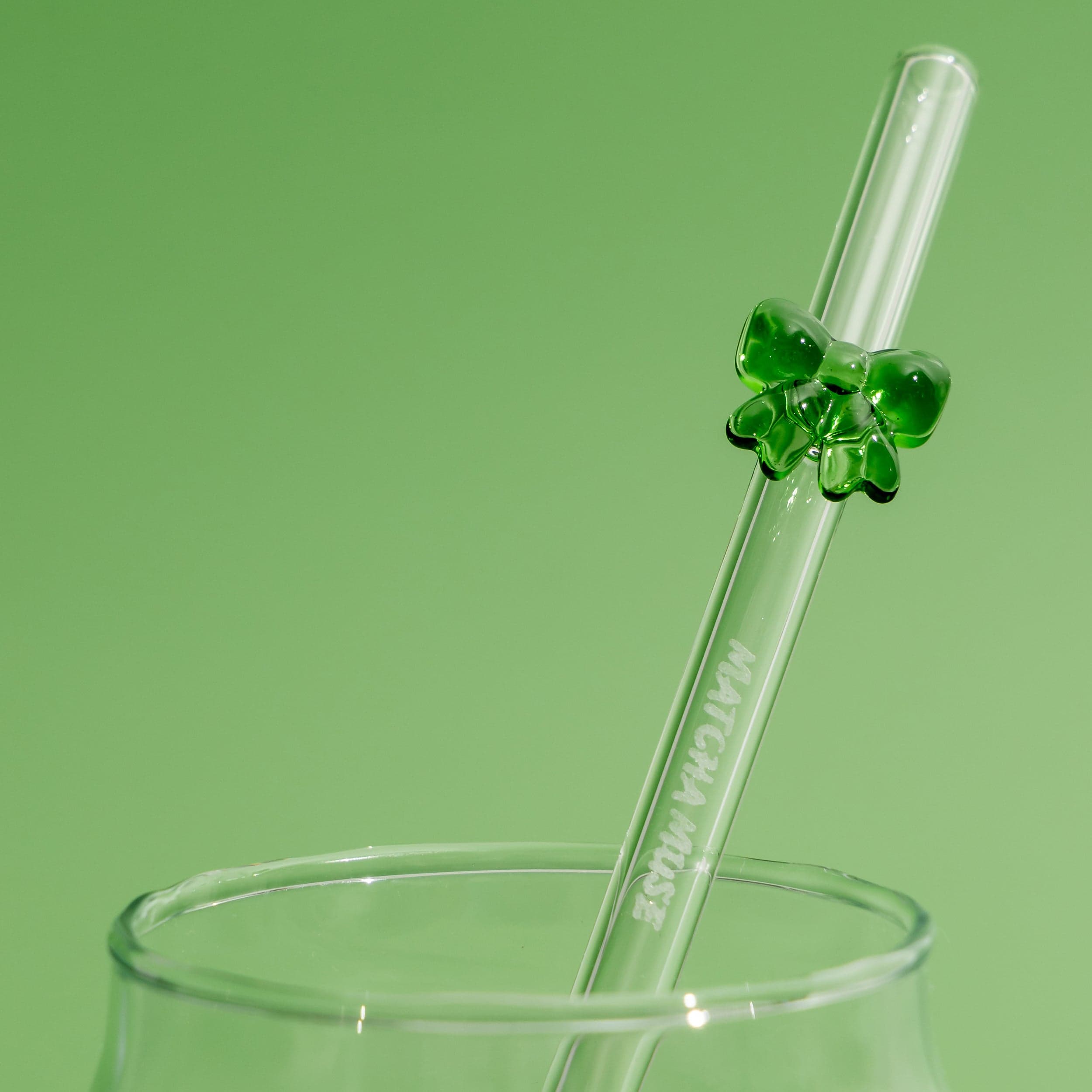 Matcha Muse Ribbon Bow Glass Straw by Sipmatchamuse -- matcha product image