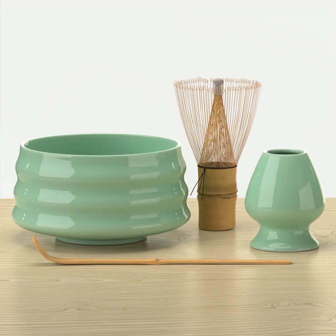 Set d'Accessoires Matcha Traditionnels - Bol, Fouet & Support - Vert (Sans Thé) by Kiyojapanesetea