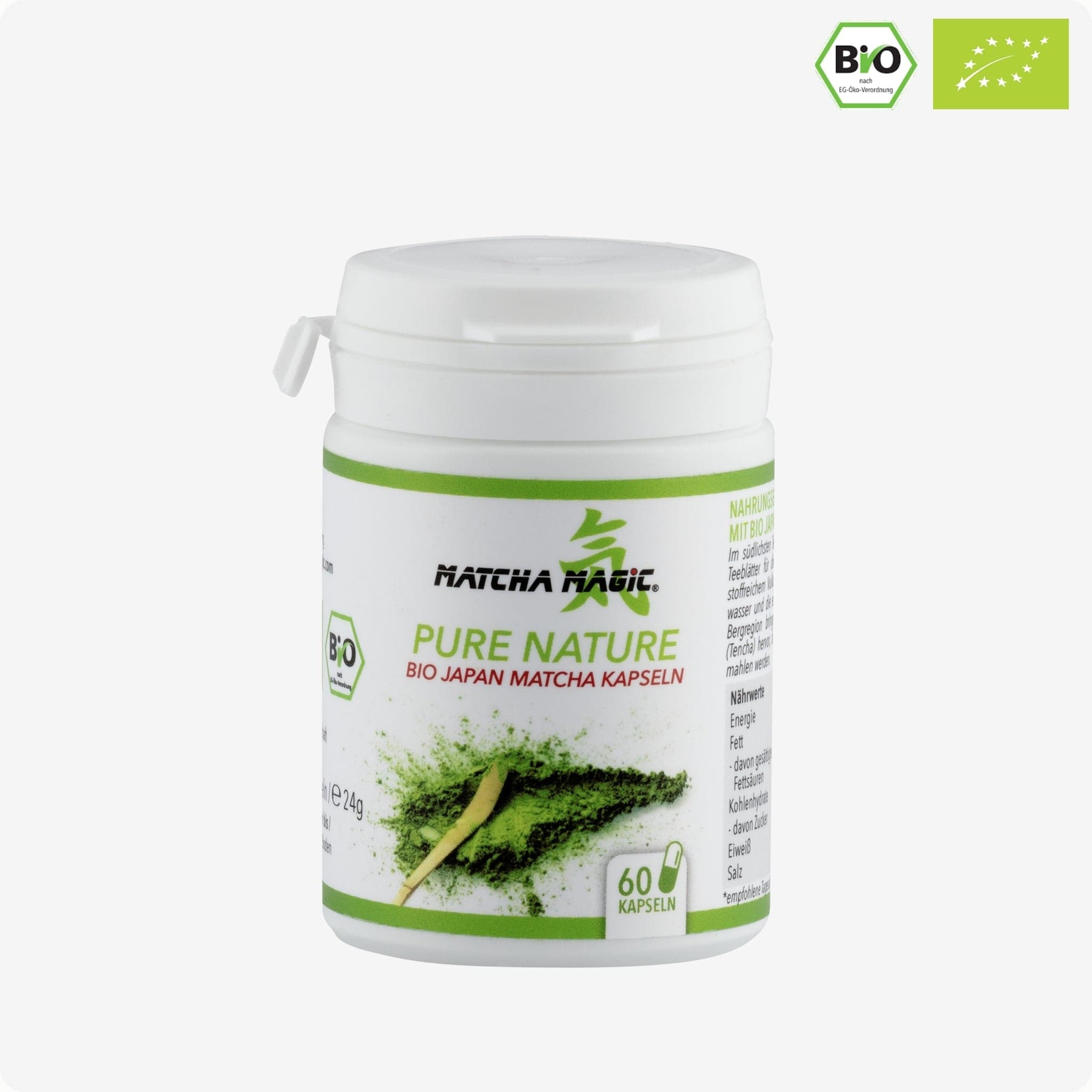 Bio Matcha Kapseln PURE NATURE – (60 Stk.) by Matcha Magic -- matcha product image