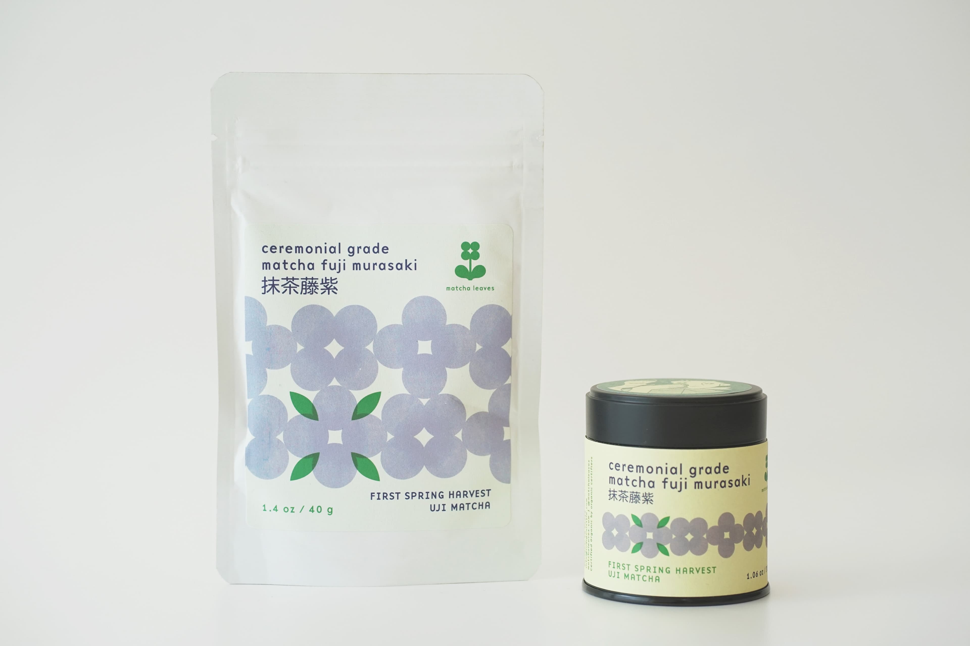 *Special Bundle* Fuji Murasaki Ceremonial Grade Organic Uji Matcha Tin-Can (30g) & Pouch (40g) by Matcha Leaves -- matcha product image