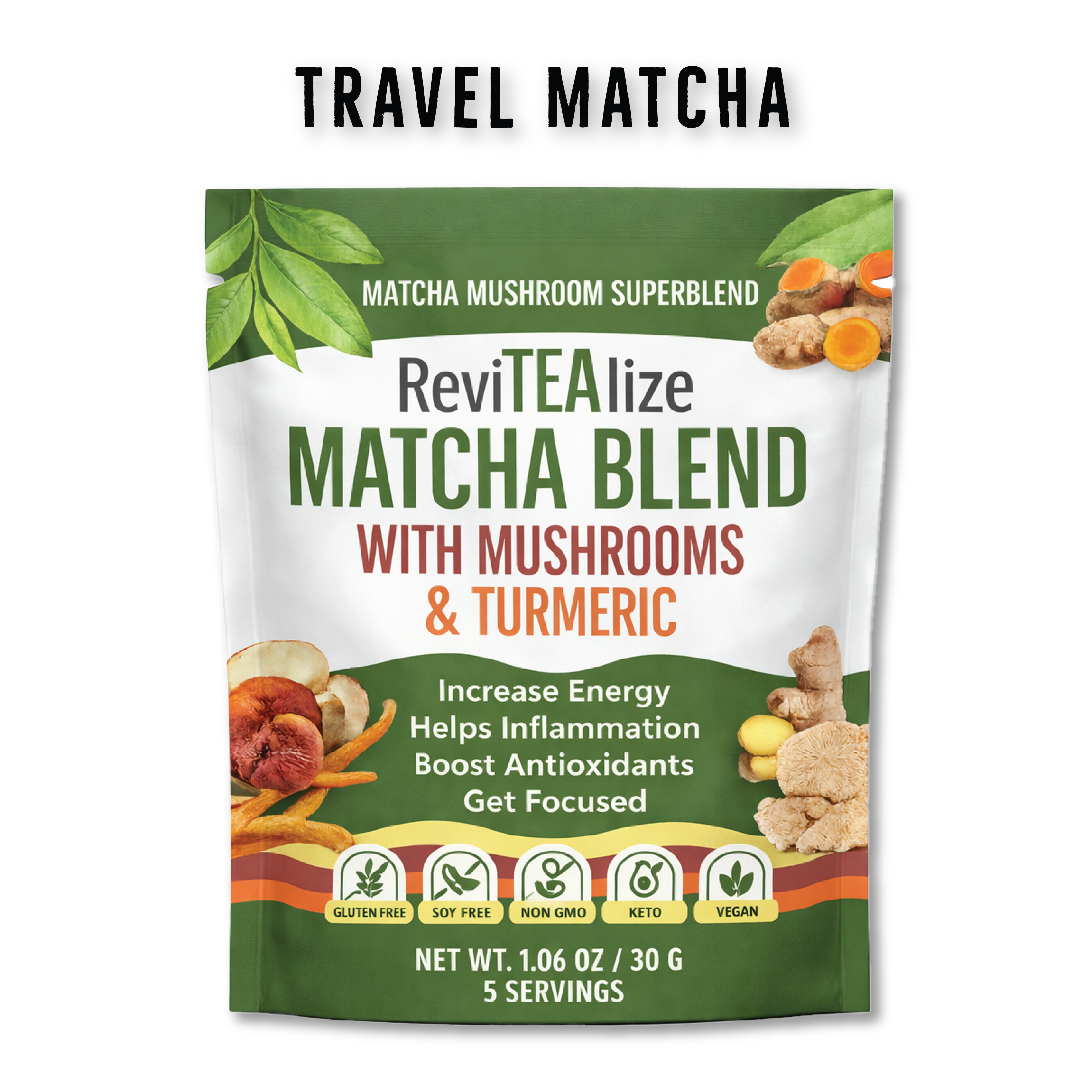 Matcha Mushroom Blend - Travel Pack by Revitealize