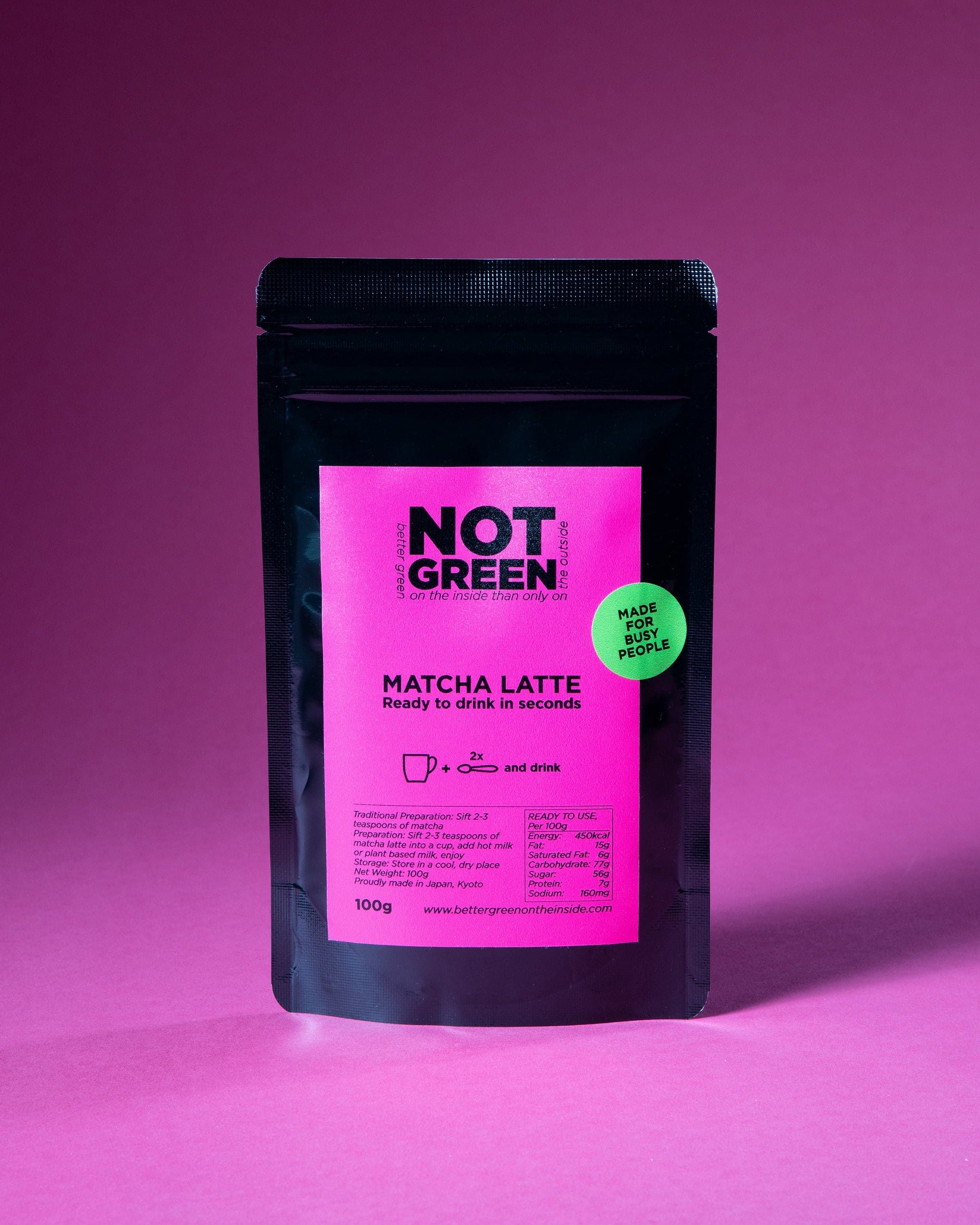 Matcha latte, gatava lietošanai, 100g by Not Green -- matcha product image