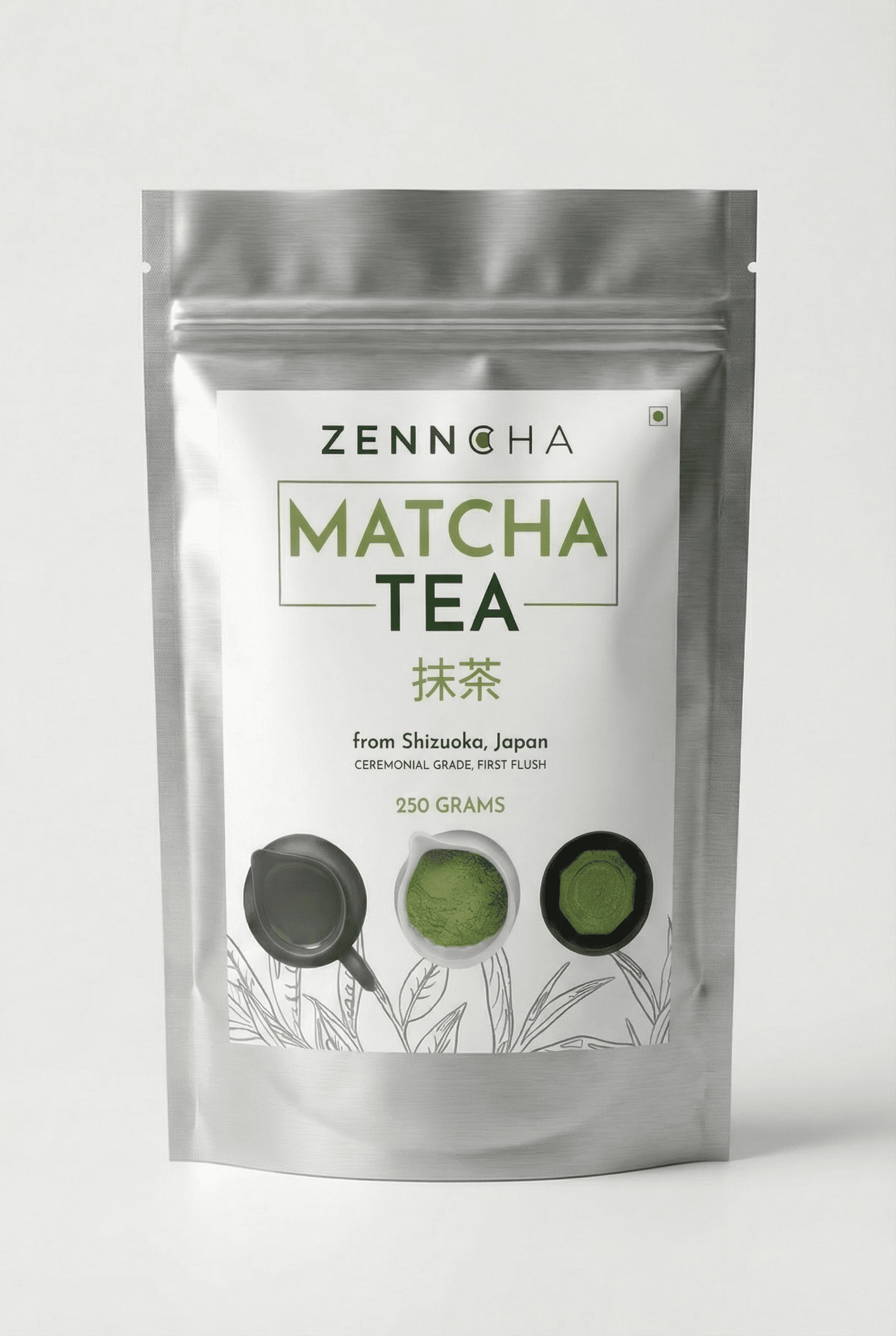 Japanese Matcha Green Tea (Ceremonial Grade J-1) BULK pack, 250 grams by Zenncha