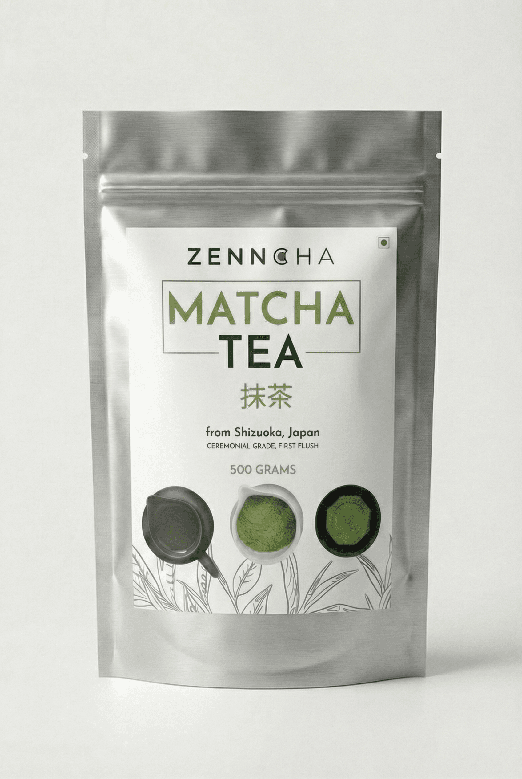Japanese Matcha Green Tea (Ceremonial Grade J-1) BULK pack, 500g by Zenncha