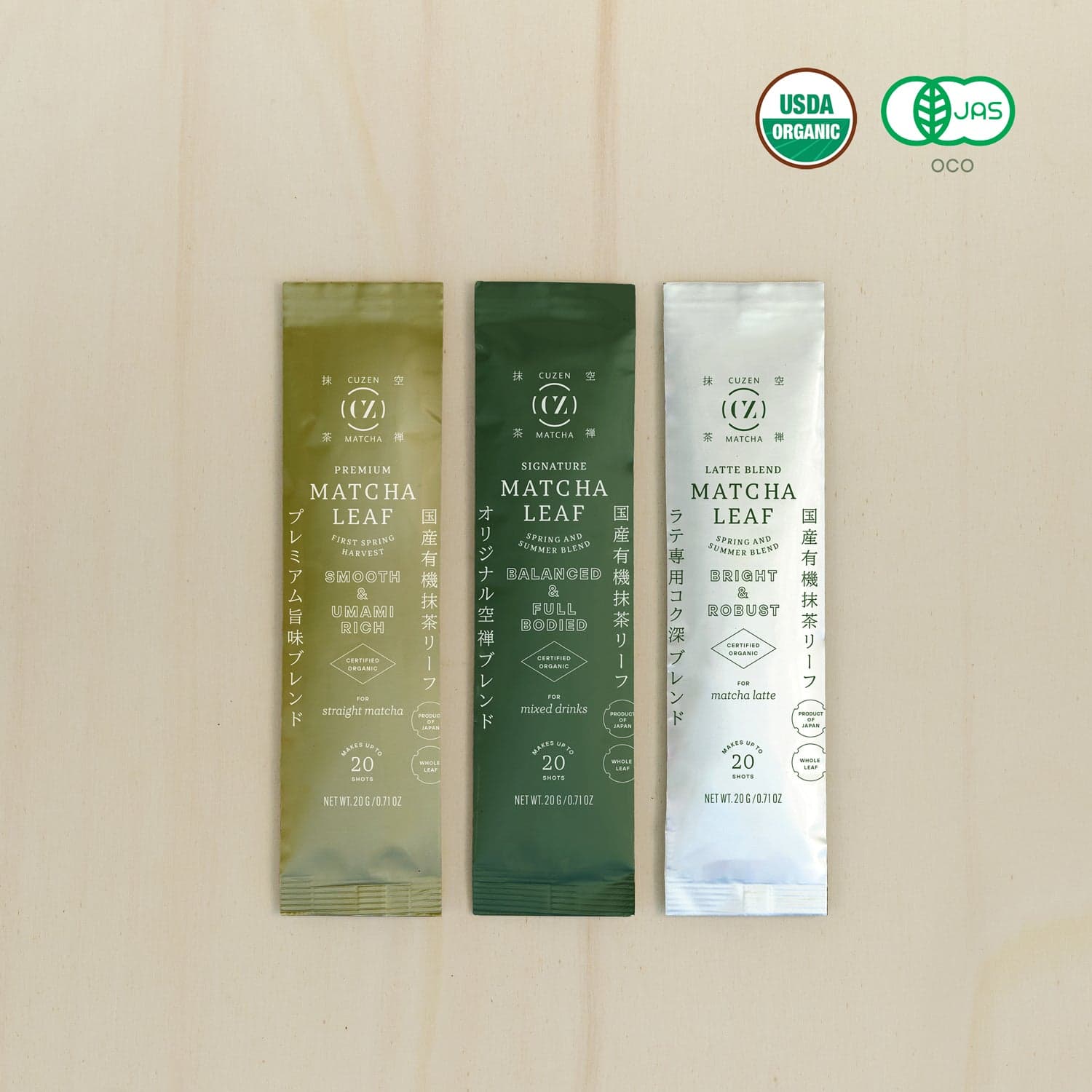 Organic Matcha Leaf packets by Cuzen Matcha -- matcha product image