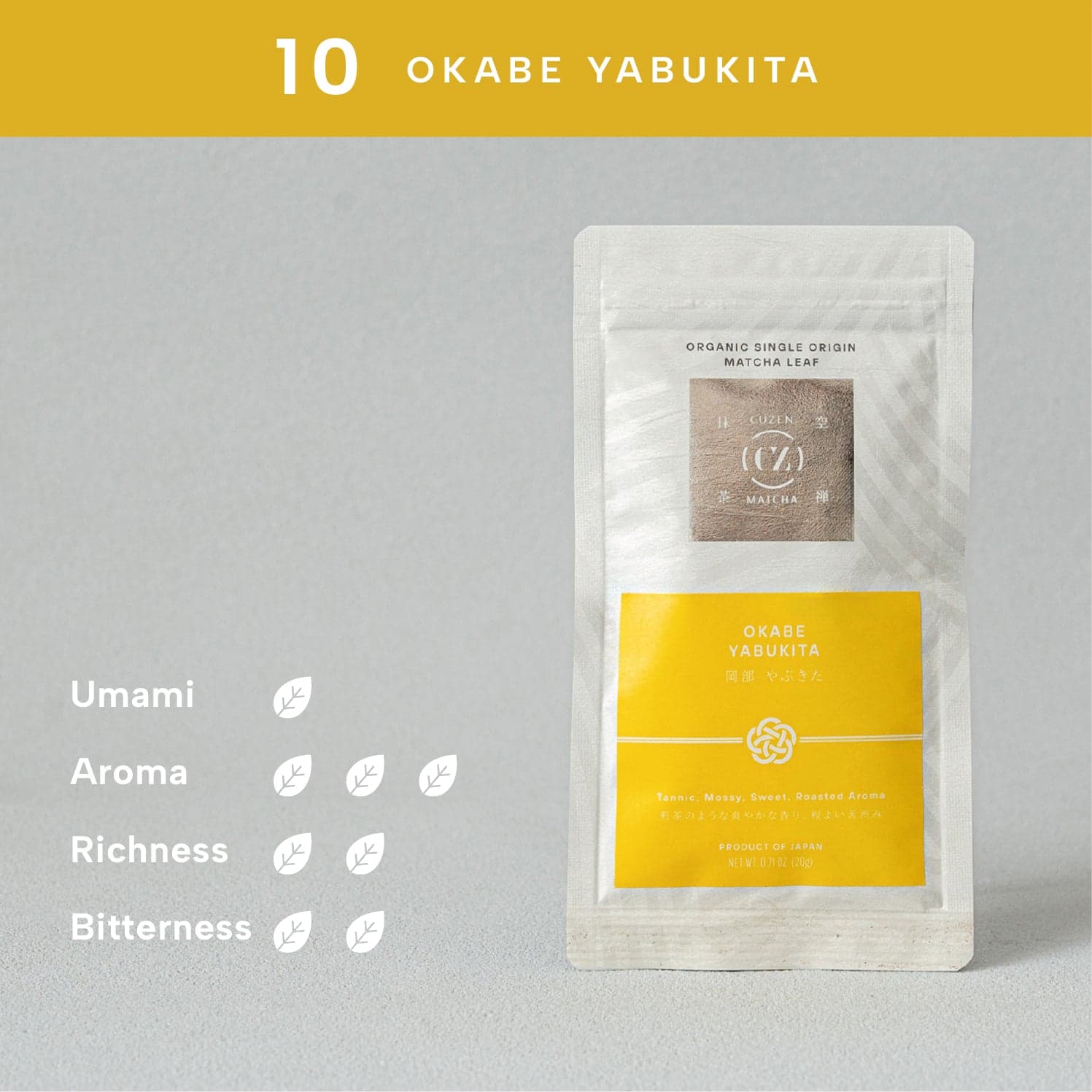 Organic Single Origin Matcha Leaf V01 - 10 Okabe / Yabukita by Cuzen Matcha