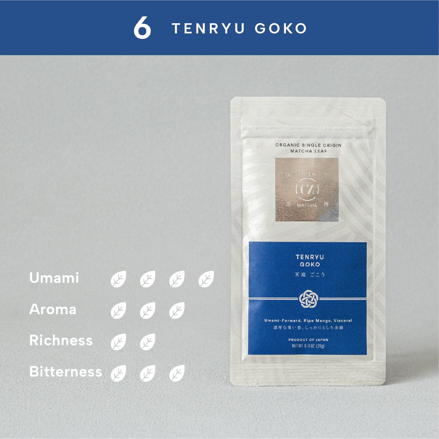 Organic Single Origin Matcha Leaf V01 - 06 Tenryu / Goko by Cuzen Matcha -- matcha product image