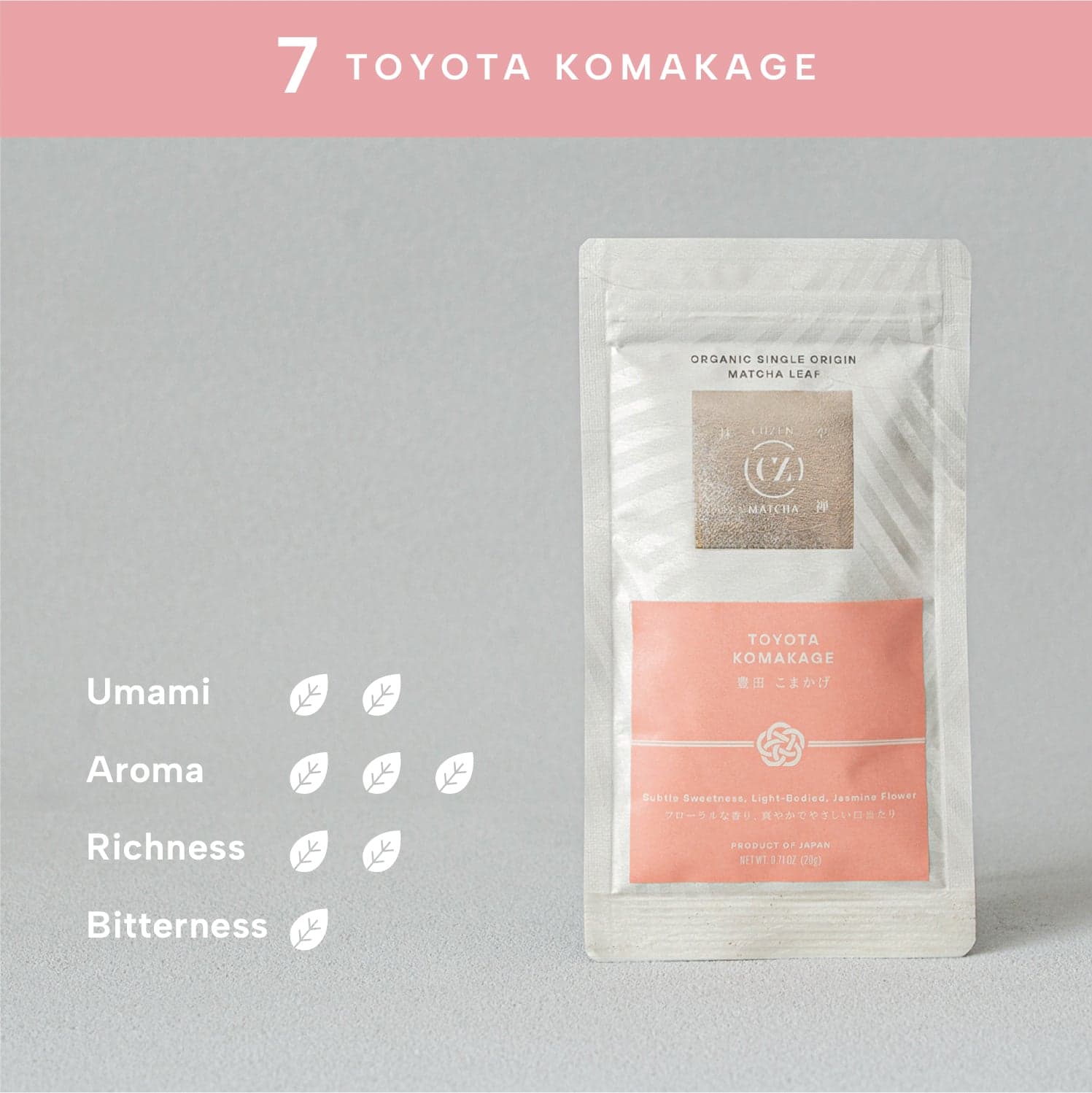 Organic Single Origin Matcha Leaf V01 - 07 Toyota / Komakage by Cuzen Matcha