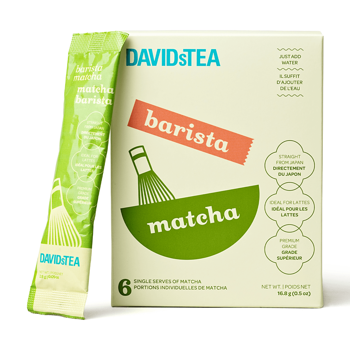 Barista Matcha Pack of 6 Single Serves by DAVIDsTEA -- matcha product image