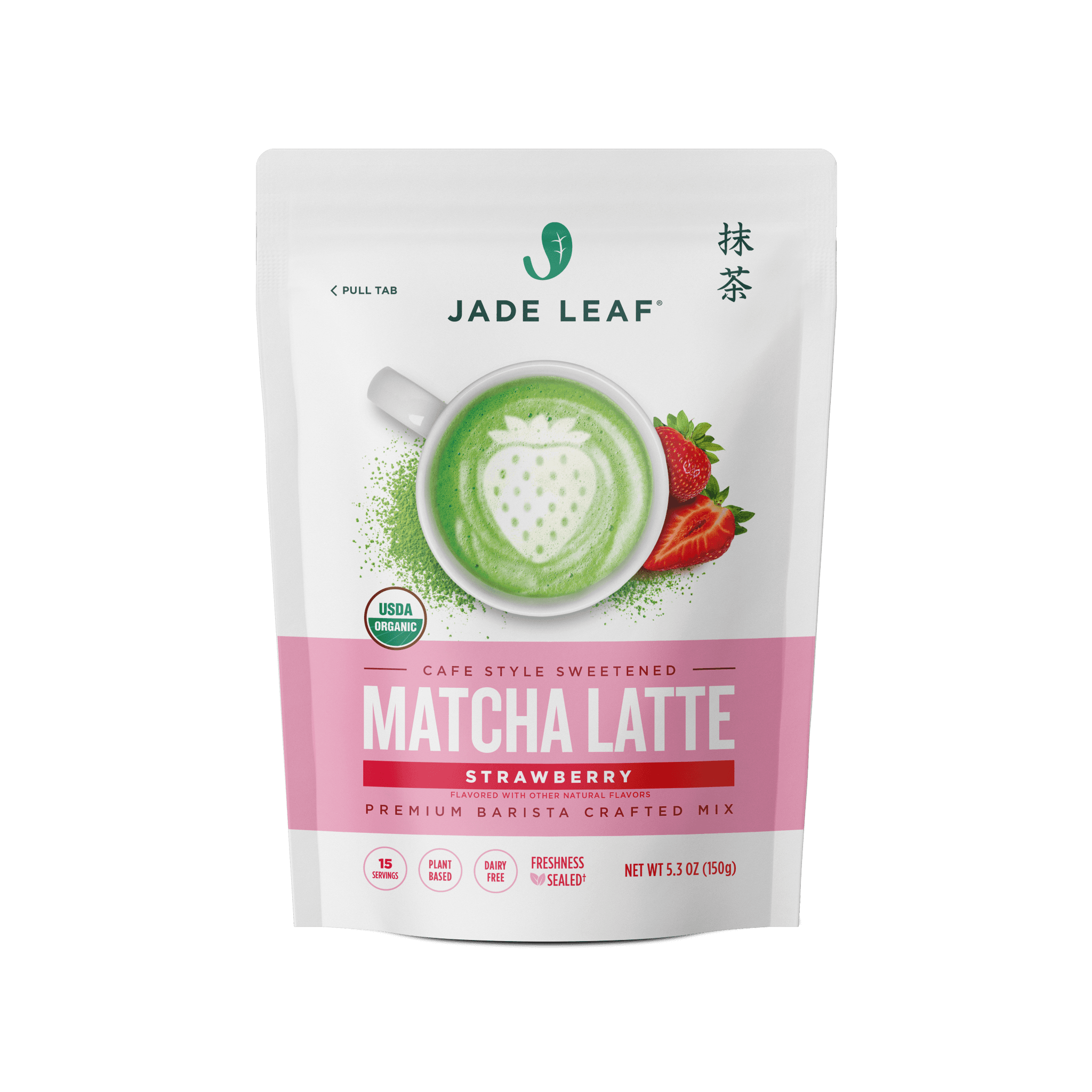 Organic Cafe Style Sweetened Matcha Latte Mix - Strawberry by Jade Leaf