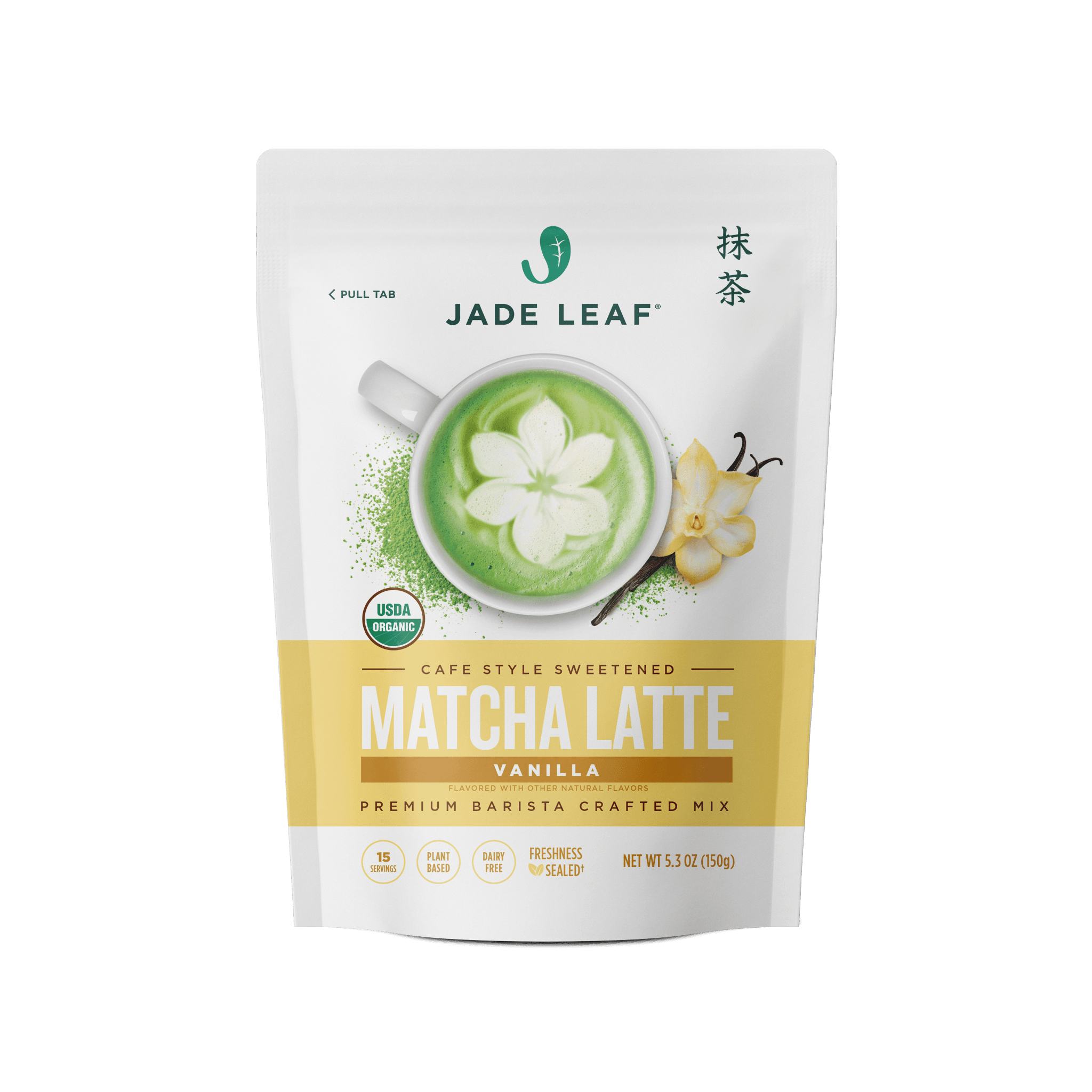 Organic Cafe Style Sweetened Matcha Latte Mix - Vanilla by Jade Leaf