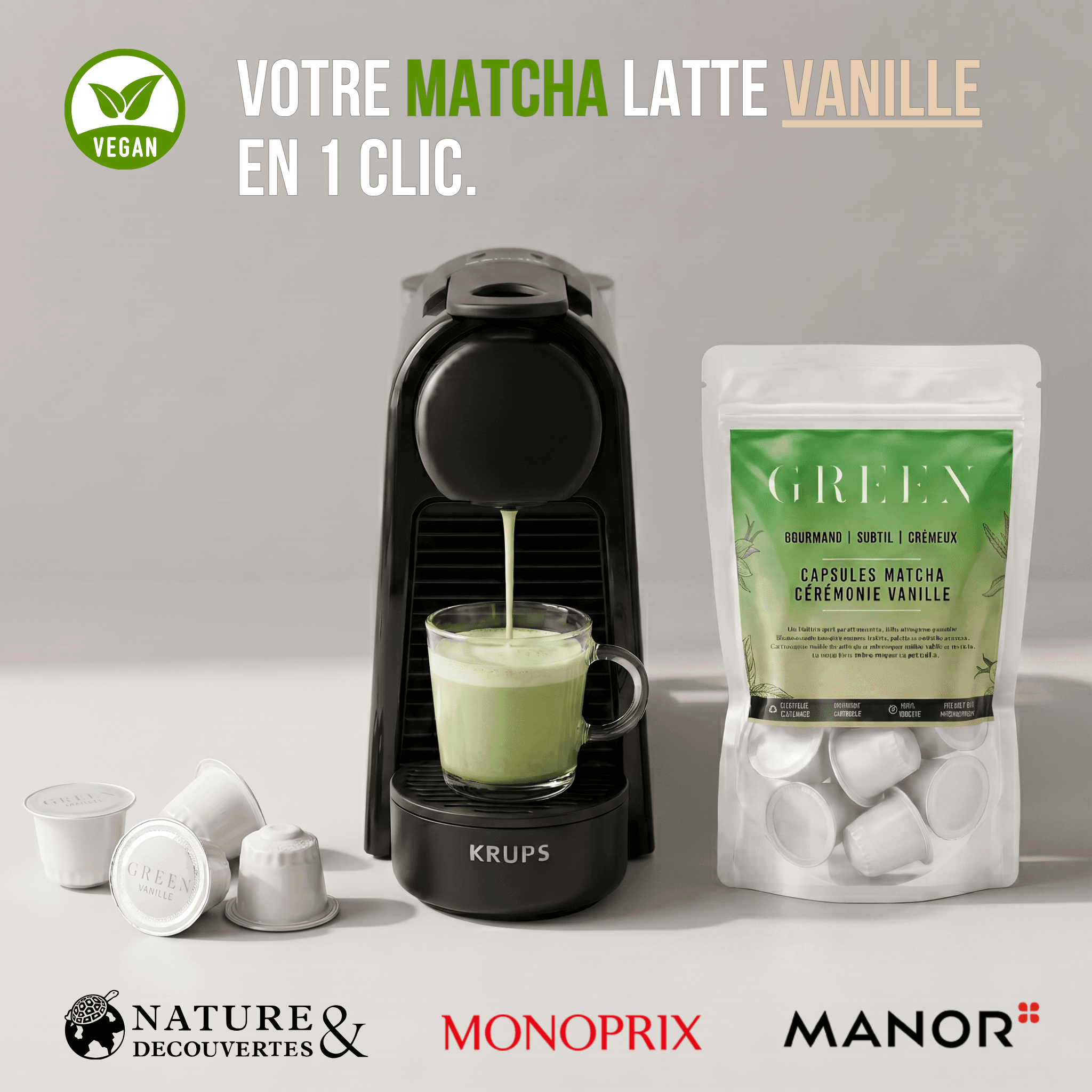 CEREMONIAL VANILLA MATCHA LATTE CAPSULES by Green -- matcha product image