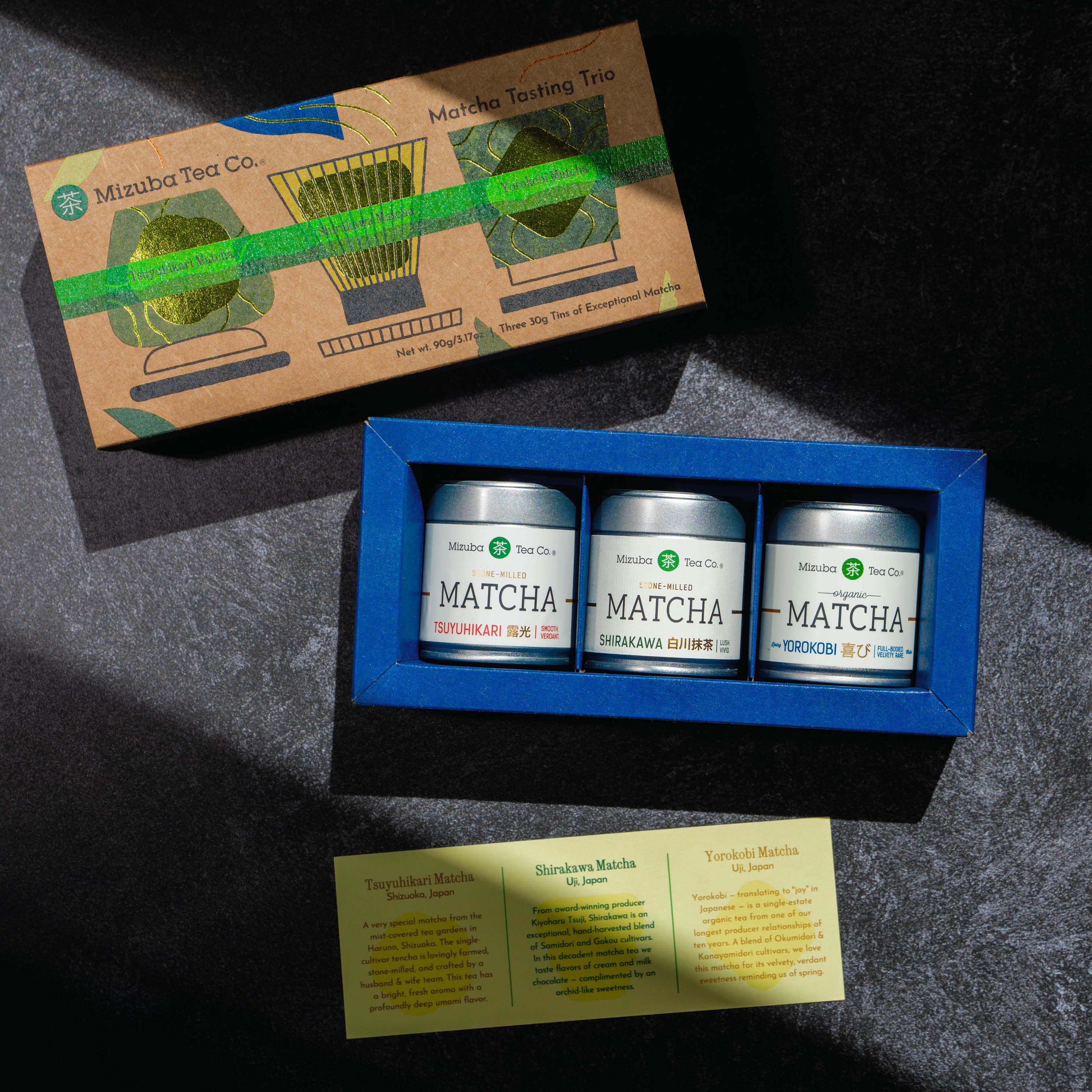 Mizuba Matcha Tasting Trio – Tsuyuhikari, Shirakawa & Yorokobi by Mizuba Tea Co -- matcha product image