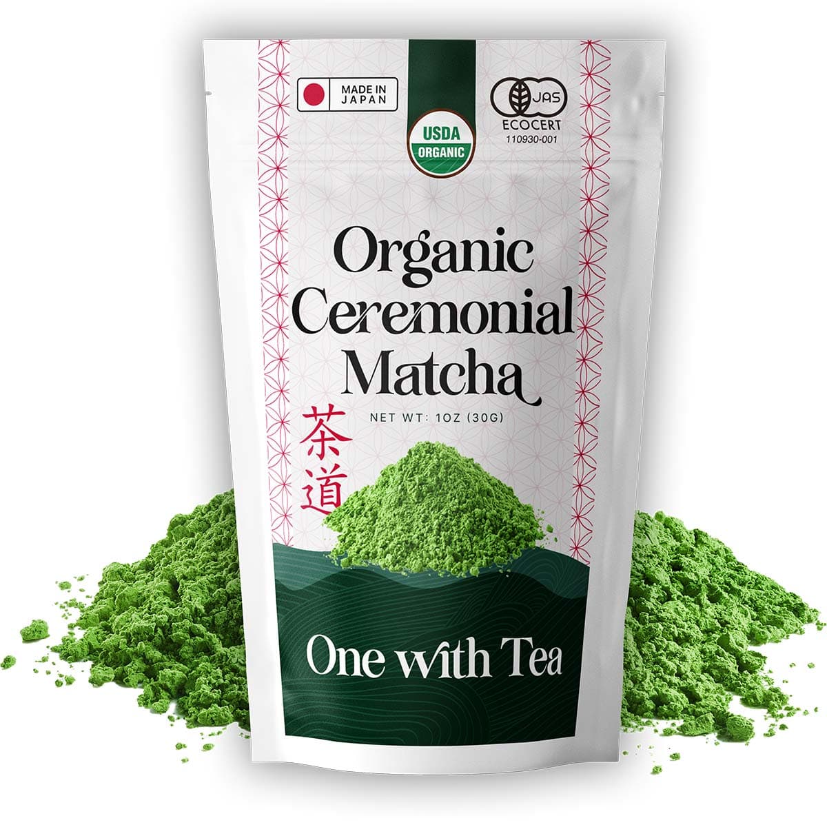 Organic Ceremonial Matcha Powder - USDA Certified (30g) by One with Tea -- matcha product image