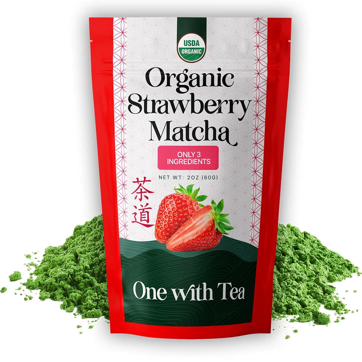 Organic Strawberry Ceremonial Matcha - USDA ORGANIC by One with Tea -- matcha product image