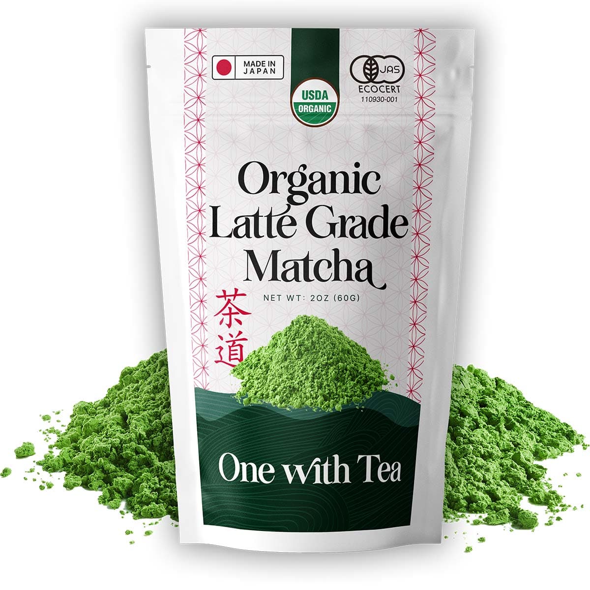 USDA Organic Latte Grade Matcha Powder - 60g Green Tea by One with Tea