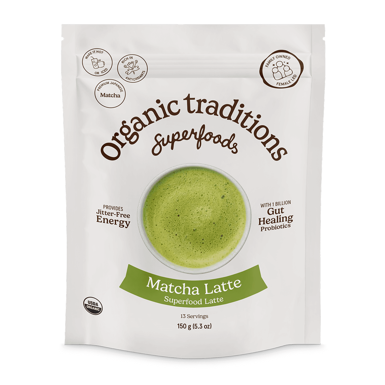 Matcha Latte with Probiotics by Organic Traditions -- matcha product image