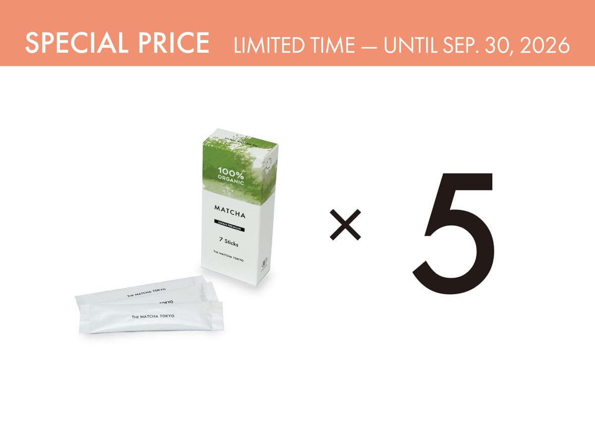 100% ORGANIC MATCHA / JAPAN PREMIUM 7sticks ×5 SET by The Matcha Tokyo -- matcha product image