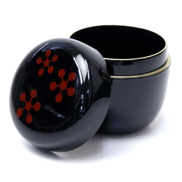 Medium Matcha Tea Caddy Natsume – Black Rikyu Plum Makie with Gold Rim | Yamanaka Lacquerware Made in Japan by Hoshino Seichaen -- matcha product image