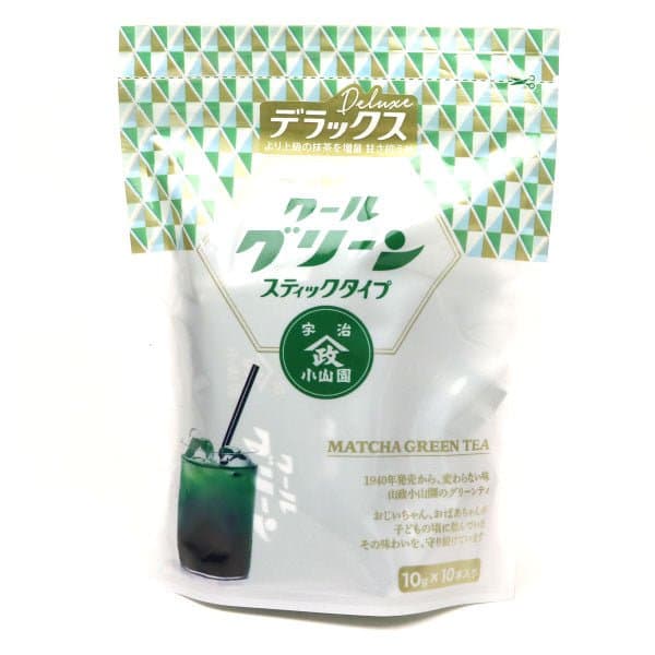 Sweetened matcha powder COOL GREEN DX KOYAMAEN 10 stics of 10 grams by Hoshino Seichaen -- matcha product image