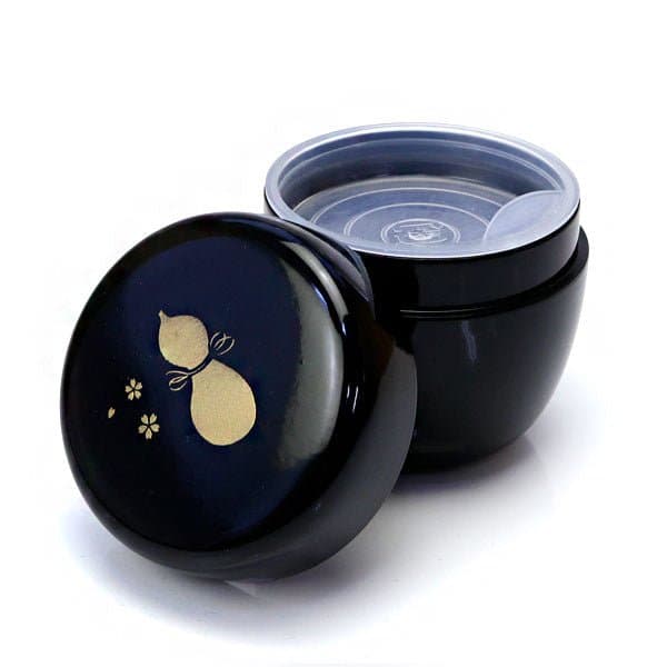 Small Matcha Tea Caddy Natsume – Black Gourd Design | Yamanaka Lacquerware Made in Japan by Hoshino Seichaen -- matcha product image