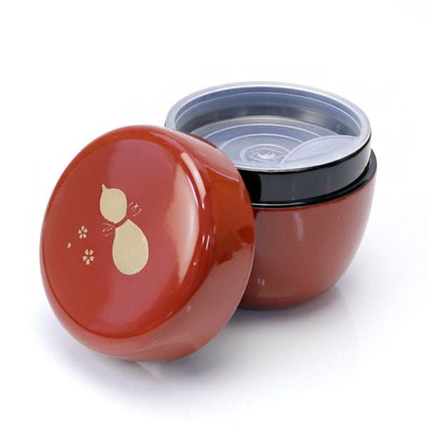Small Matcha Tea Caddy Natsume – Vermilion Gourd Design | Yamanaka Lacquerware Made in Japan by Hoshino Seichaen -- matcha product image
