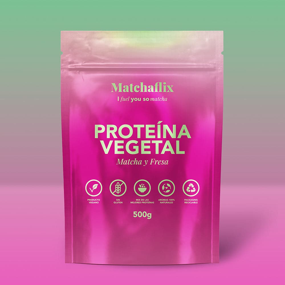 Protéines végétales au matcha à la fraise by Matchaflix