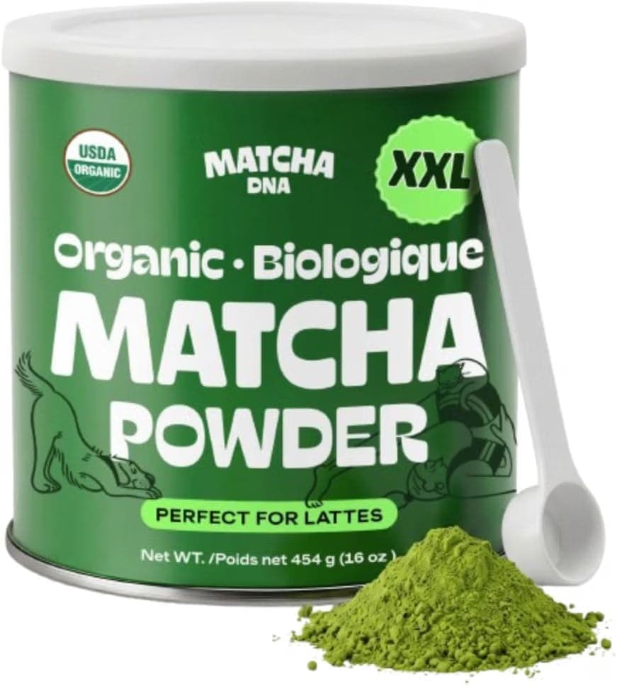 MATCHA DNA Thé Vert Matcha en Poudre Certifié Biologique (454 g/16 oz Boîte de conserve) by Matchanova -- matcha product image