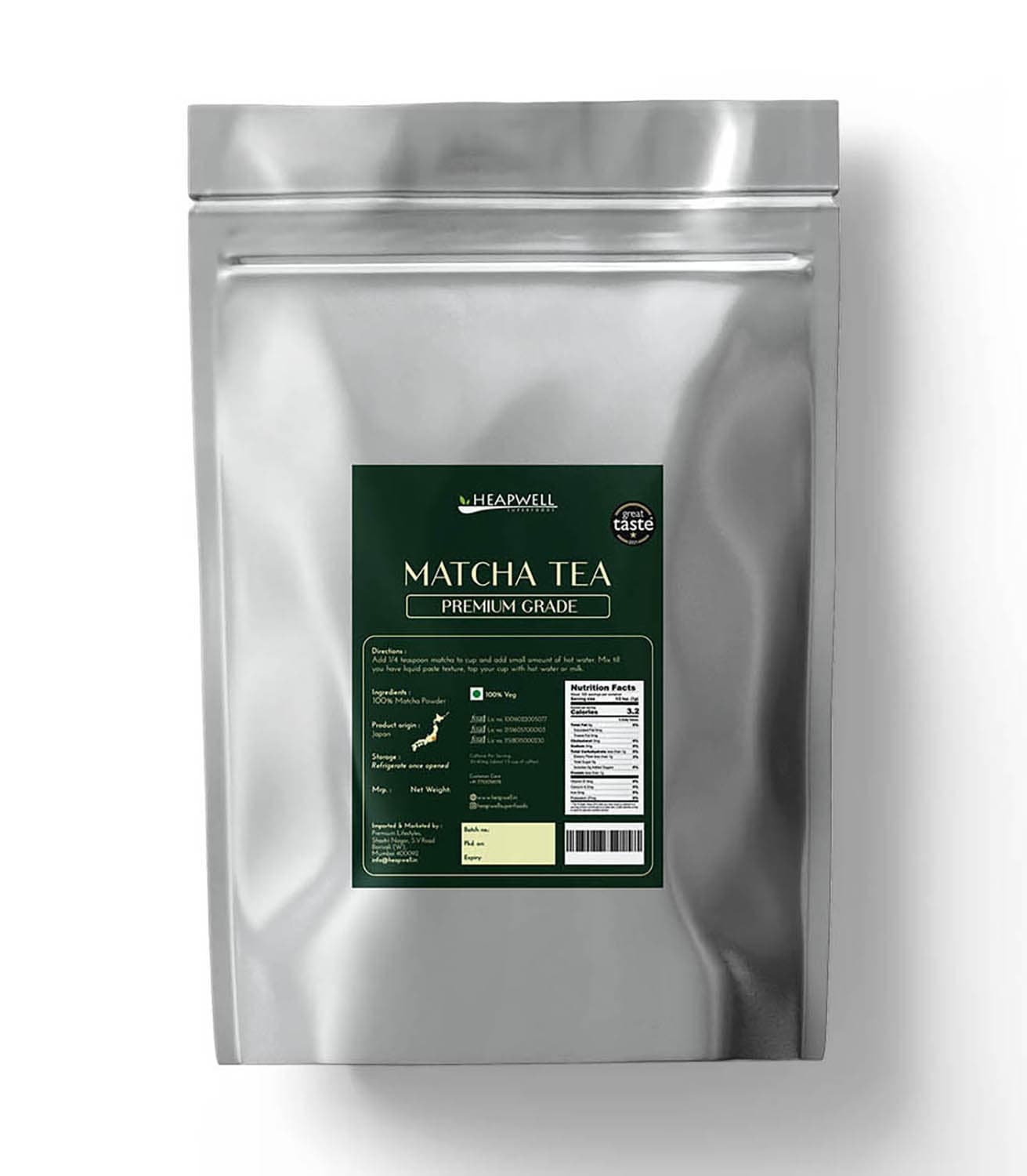 Japanese Matcha Green Tea (Premium Grade) BULK pack, 1000g by Heapwell Superfoods