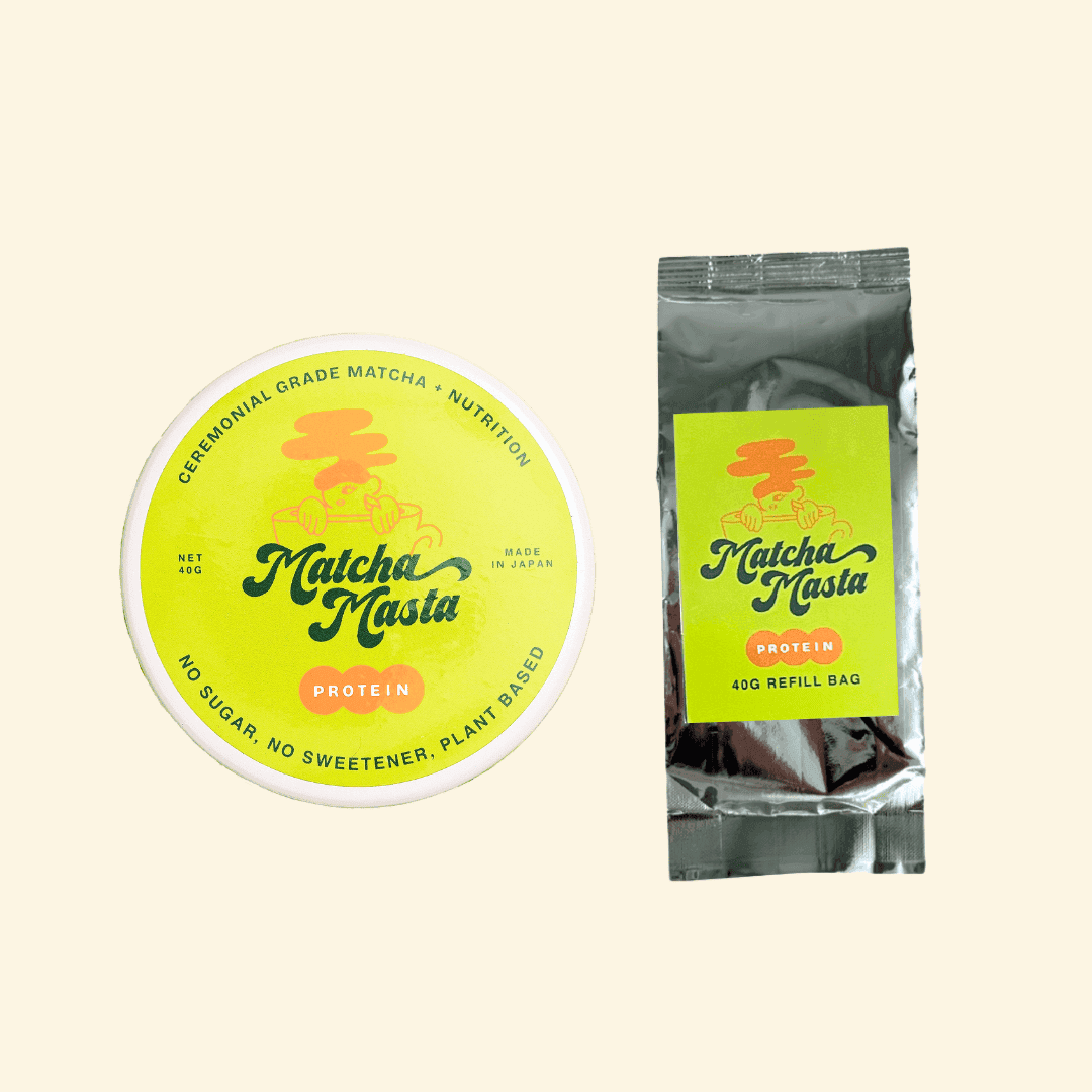 Matcha + Protein Tin and Refill Bag Bundle by Matchamasta -- matcha product image