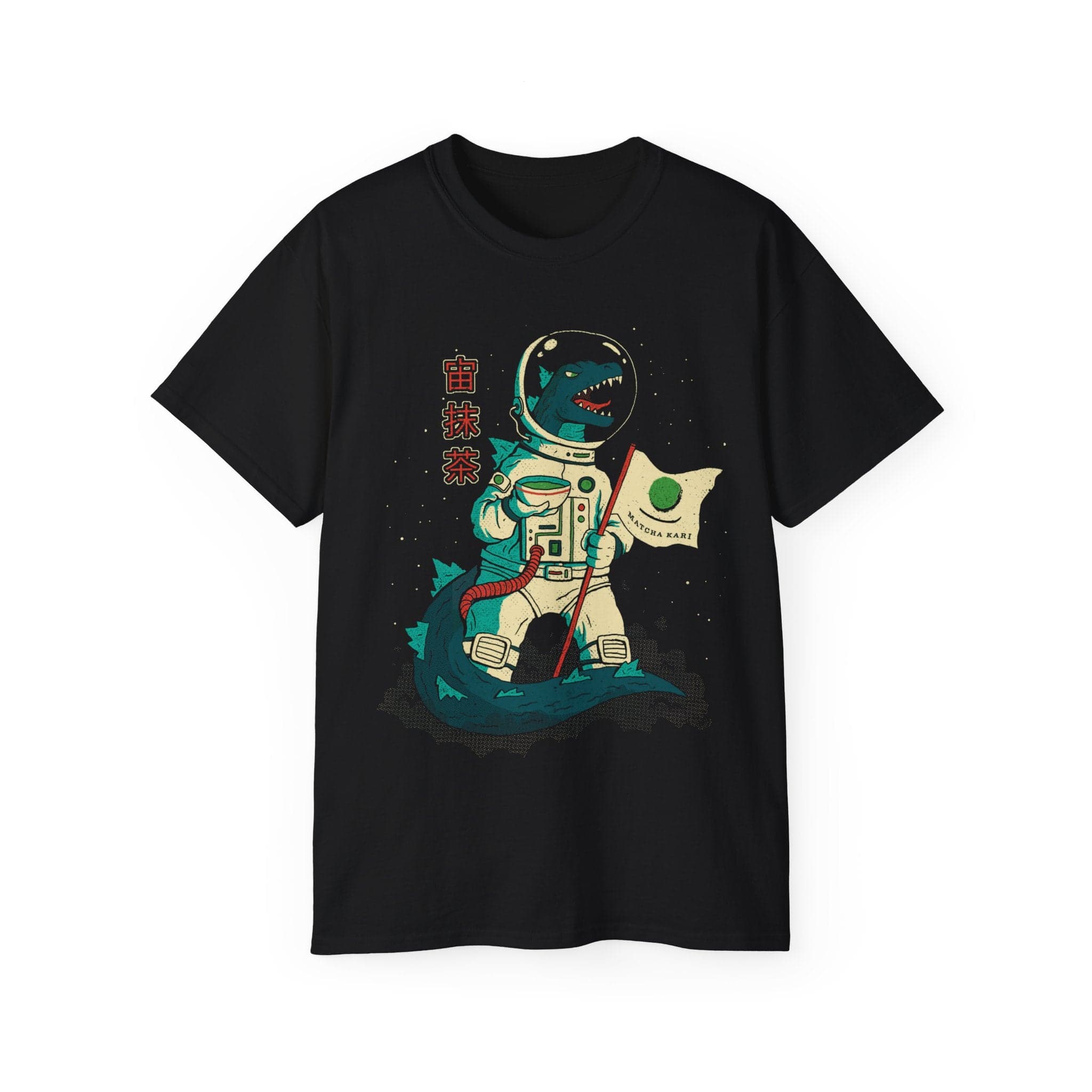 Matchazilla in Space Shortsleeve by Matcha.com -- matcha product image