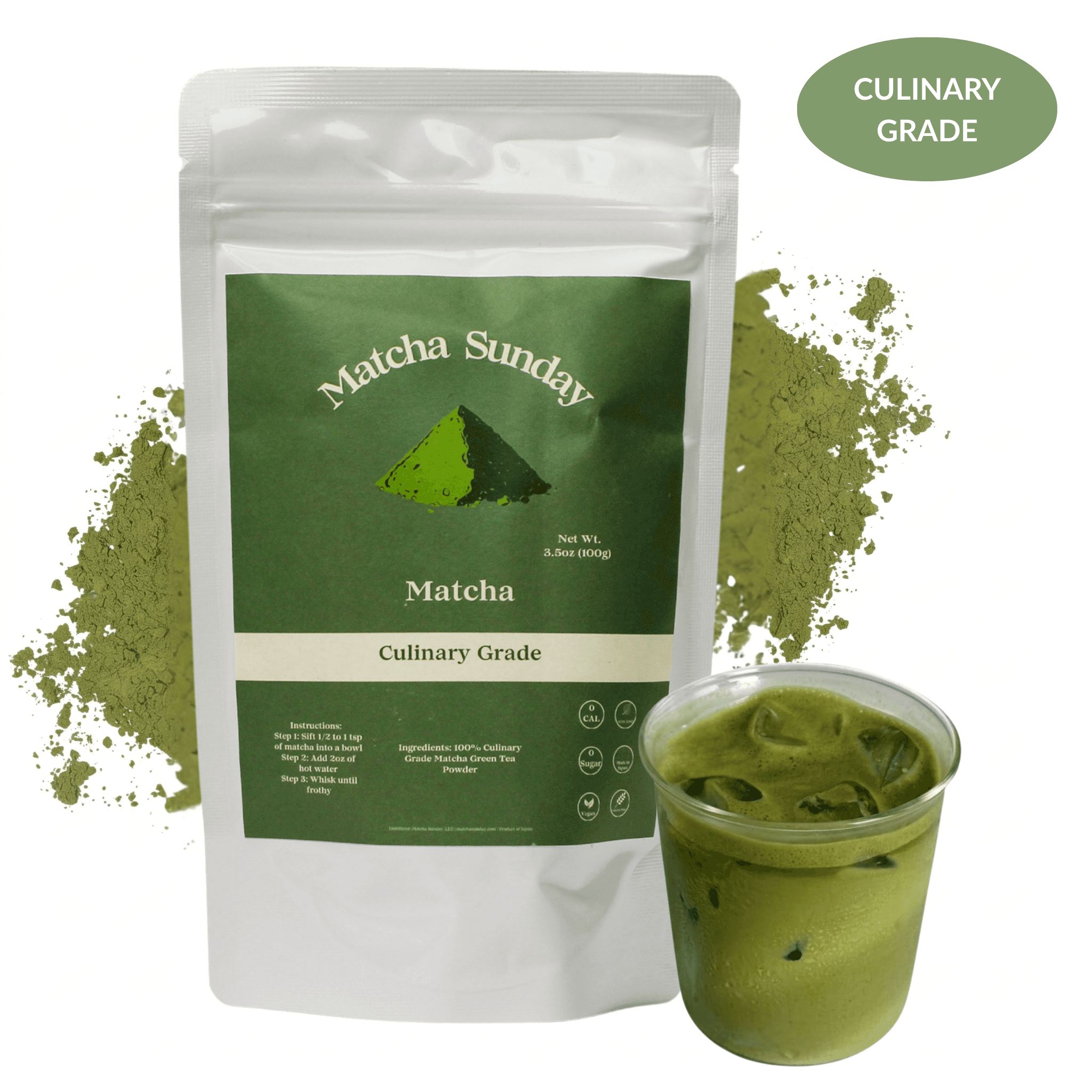 Culinary Grade Matcha Powder (100g) - Pack of 10 by Matcha Sunday -- matcha product image